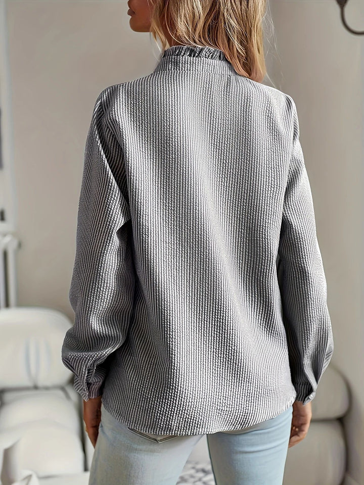 BONDI PEARL - Evie Ruffle Blouse | Feminine frill button-up top - 14