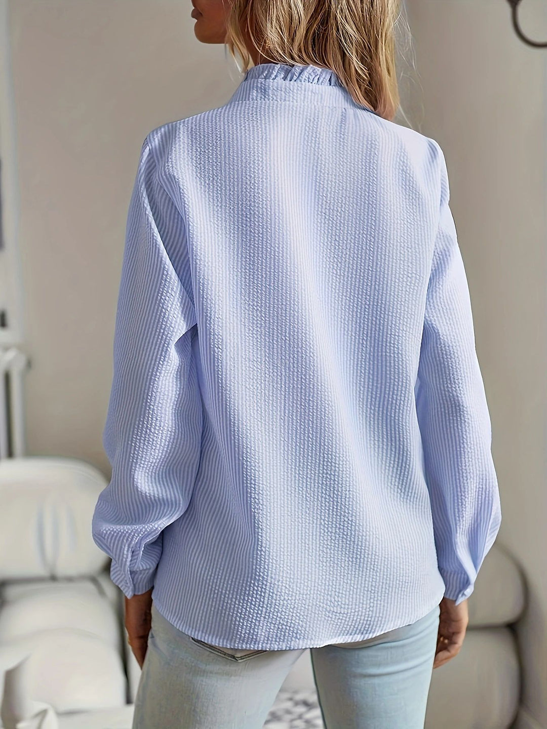 BONDI PEARL - Evie Ruffle Blouse | Feminine frill button-up top - 5