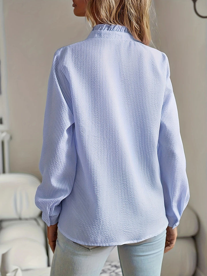 BONDI PEARL - Evie Ruffle Blouse | Feminine frill button-up top - 5
