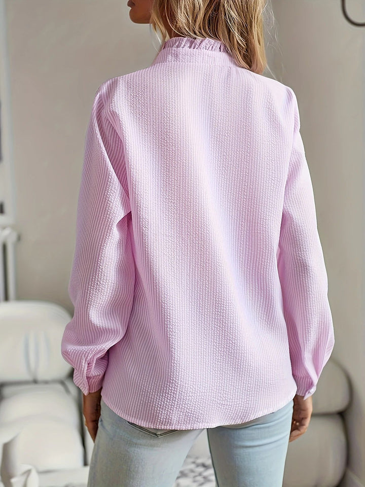 BONDI PEARL - Evie Ruffle Blouse | Feminine frill button-up top - 9