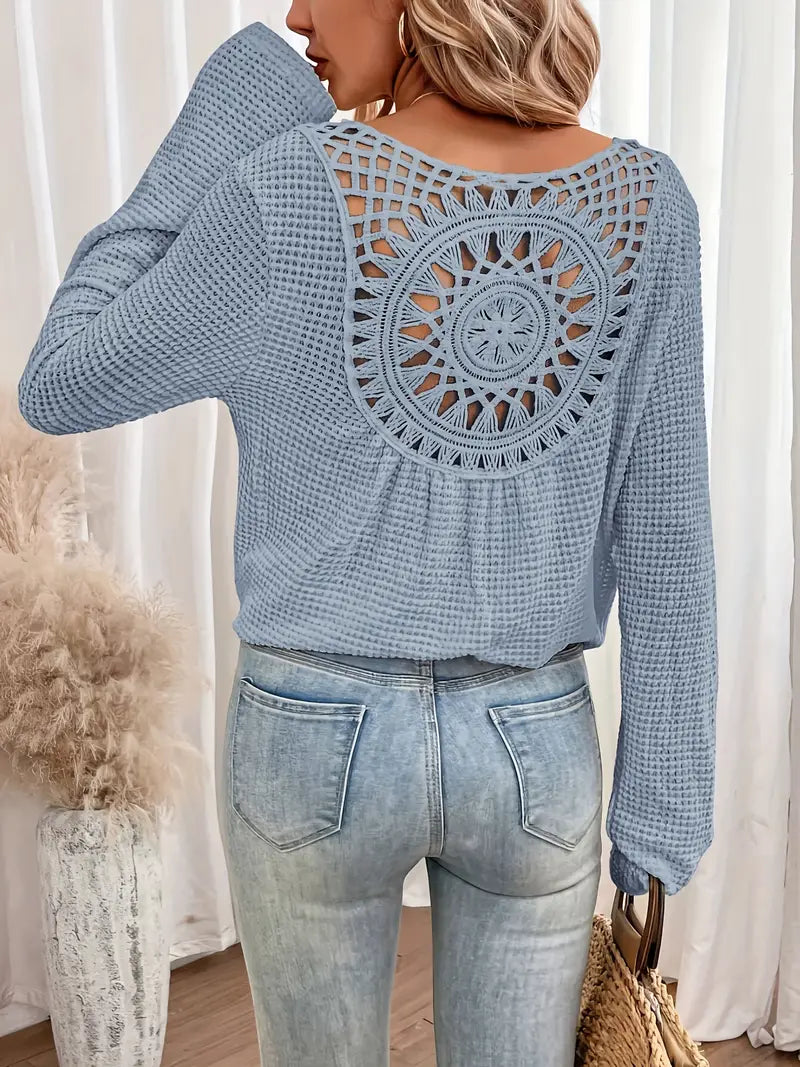 Bondi-Pearl-Byron Breeze Knit | Long sleeve crochet back top 1