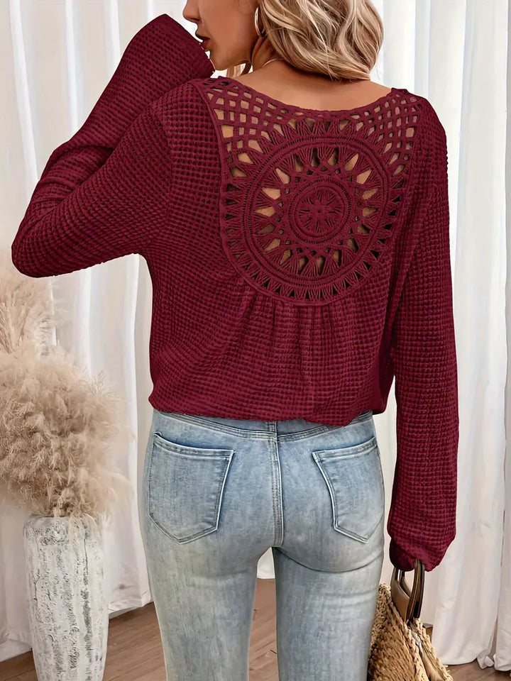 Bondi-Pearl-Byron Breeze Knit | Long sleeve crochet back top 10