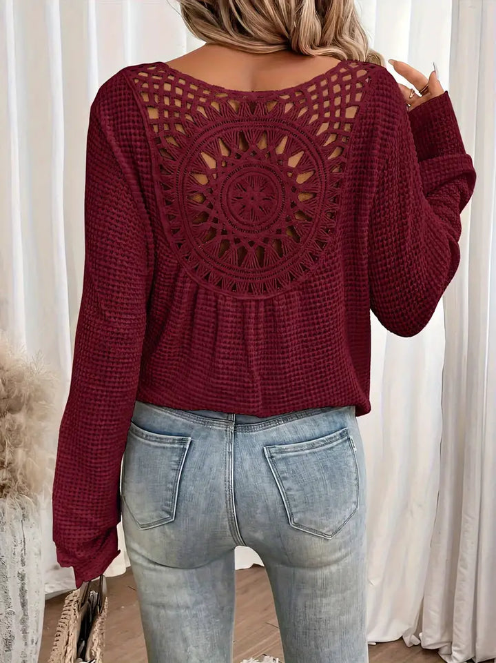 Bondi-Pearl-Byron Breeze Knit | Long sleeve crochet back top 11