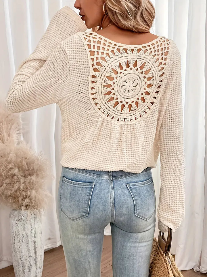 Bondi-Pearl-Byron Breeze Knit | Long sleeve crochet back top 13