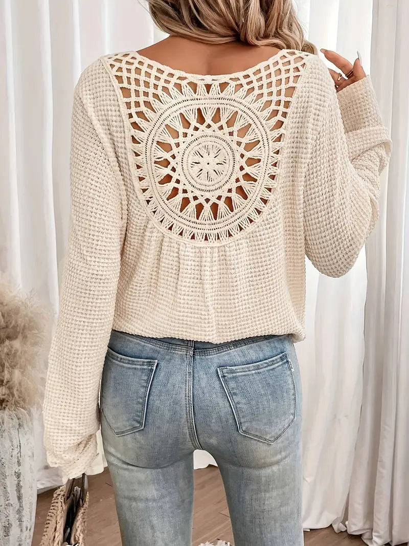 Bondi-Pearl-Byron Breeze Knit | Long sleeve crochet back top 15