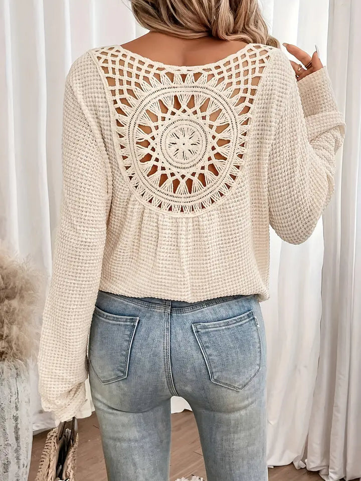 Bondi-Pearl-Byron Breeze Knit | Long sleeve crochet back top 15