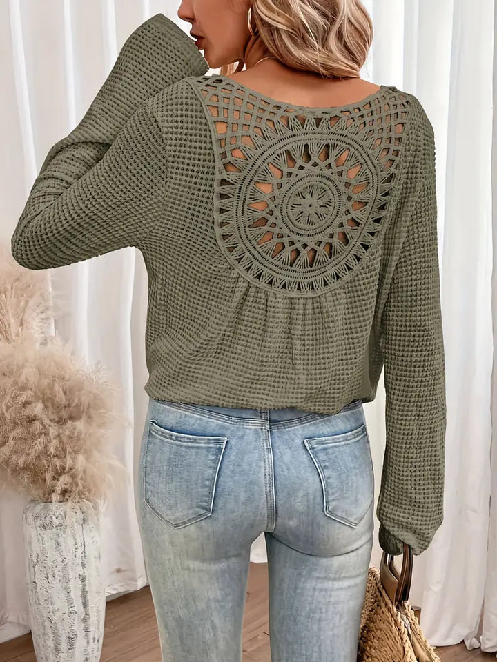 Bondi-Pearl-Byron Breeze Knit | Long sleeve crochet back top 17
