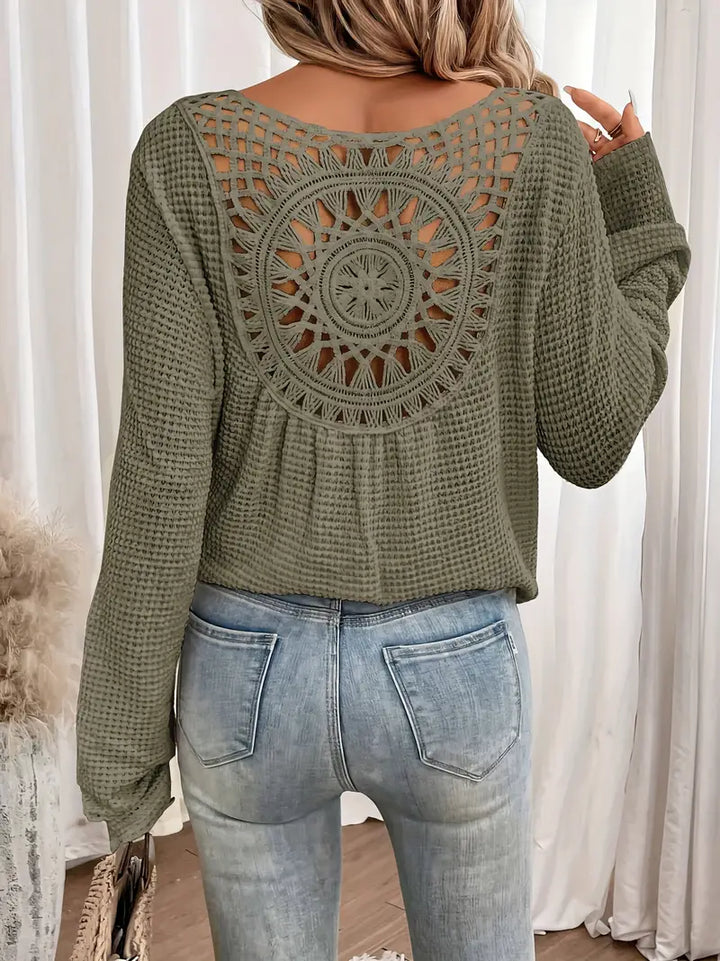 Bondi-Pearl-Byron Breeze Knit | Long sleeve crochet back top 18