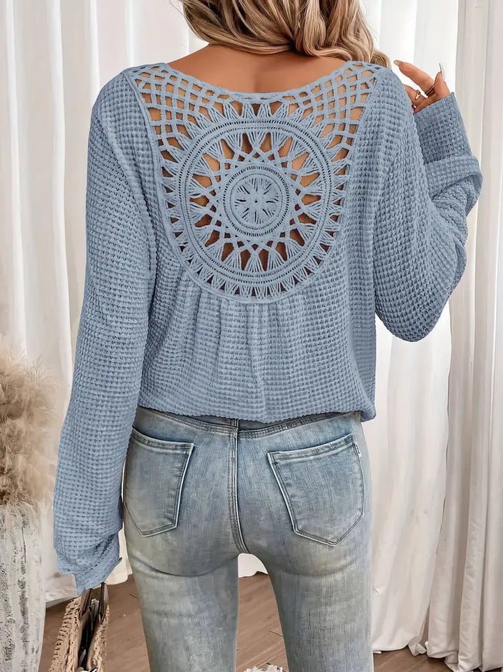 Bondi-Pearl-Byron Breeze Knit | Long sleeve crochet back top 2
