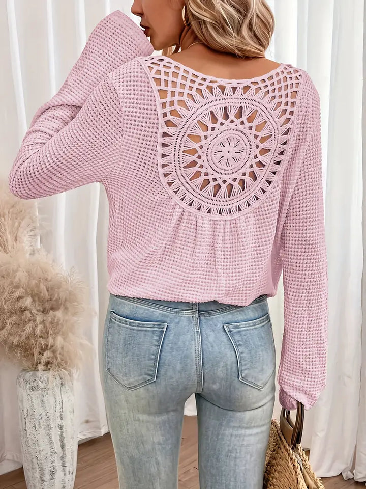 Bondi-Pearl-Byron Breeze Knit | Long sleeve crochet back top 4