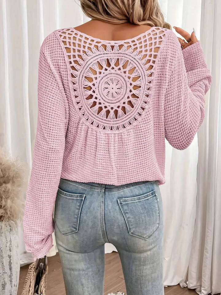 Bondi-Pearl-Byron Breeze Knit | Long sleeve crochet back top 5