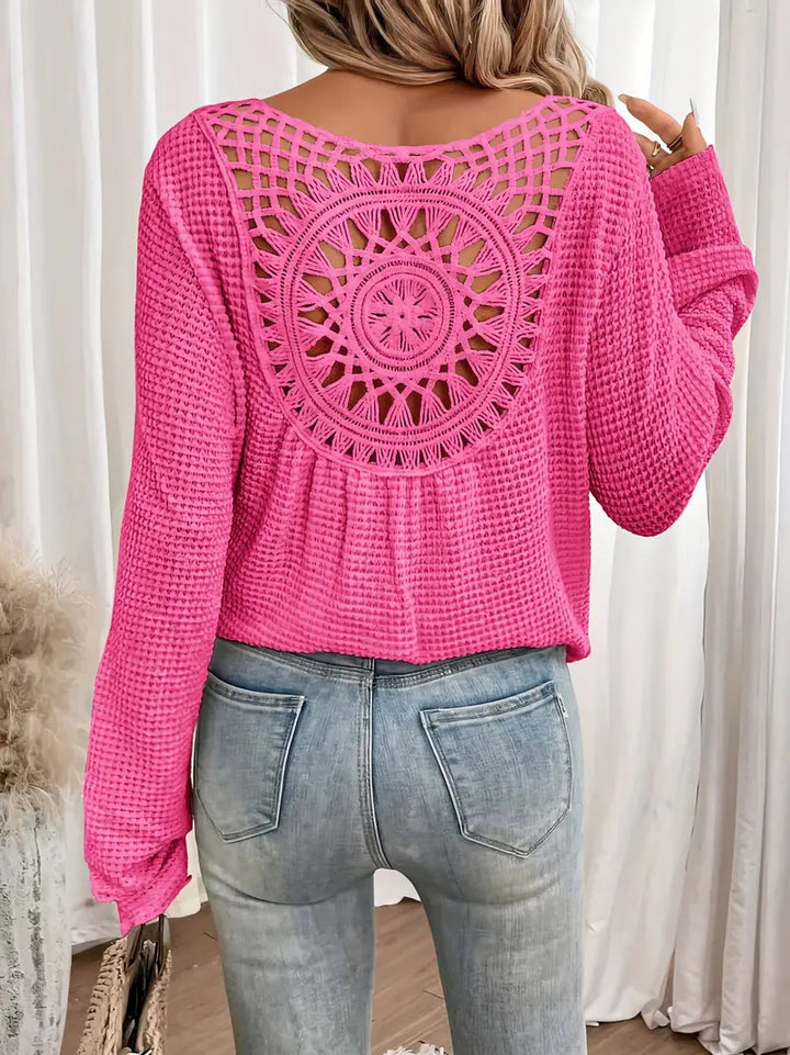 Bondi-Pearl-Byron Breeze Knit | Long sleeve crochet back top 7