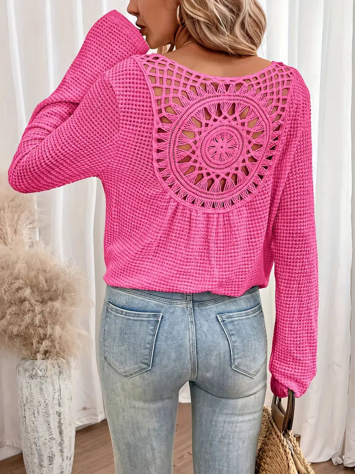 Bondi-Pearl-Byron Breeze Knit | Long sleeve crochet back top 8