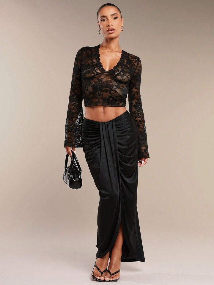Bondi-Pearl-Isla Flare Lace Top | Black sheer party blouse 6