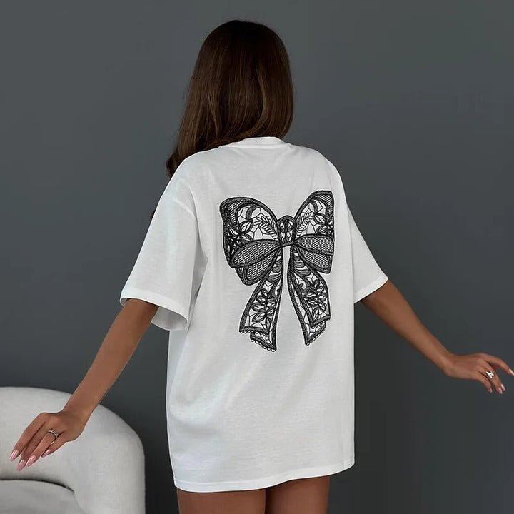 Bondi-Pearl-Luna Bow Tee Dress | Oversized cute streetwear 4