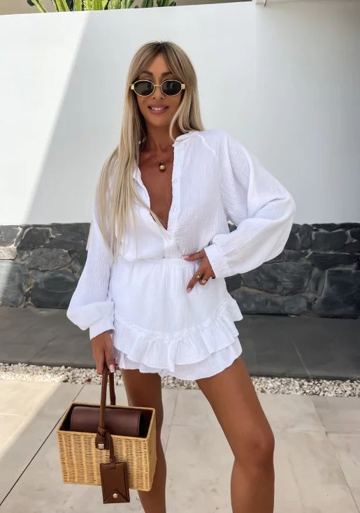 Bondi-Pearl-Noosa Set | Relaxed ruffle co-ord for summer days
