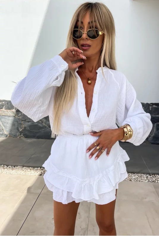 Bondi-Pearl-Noosa Set | Relaxed ruffle co-ord for summer days 1