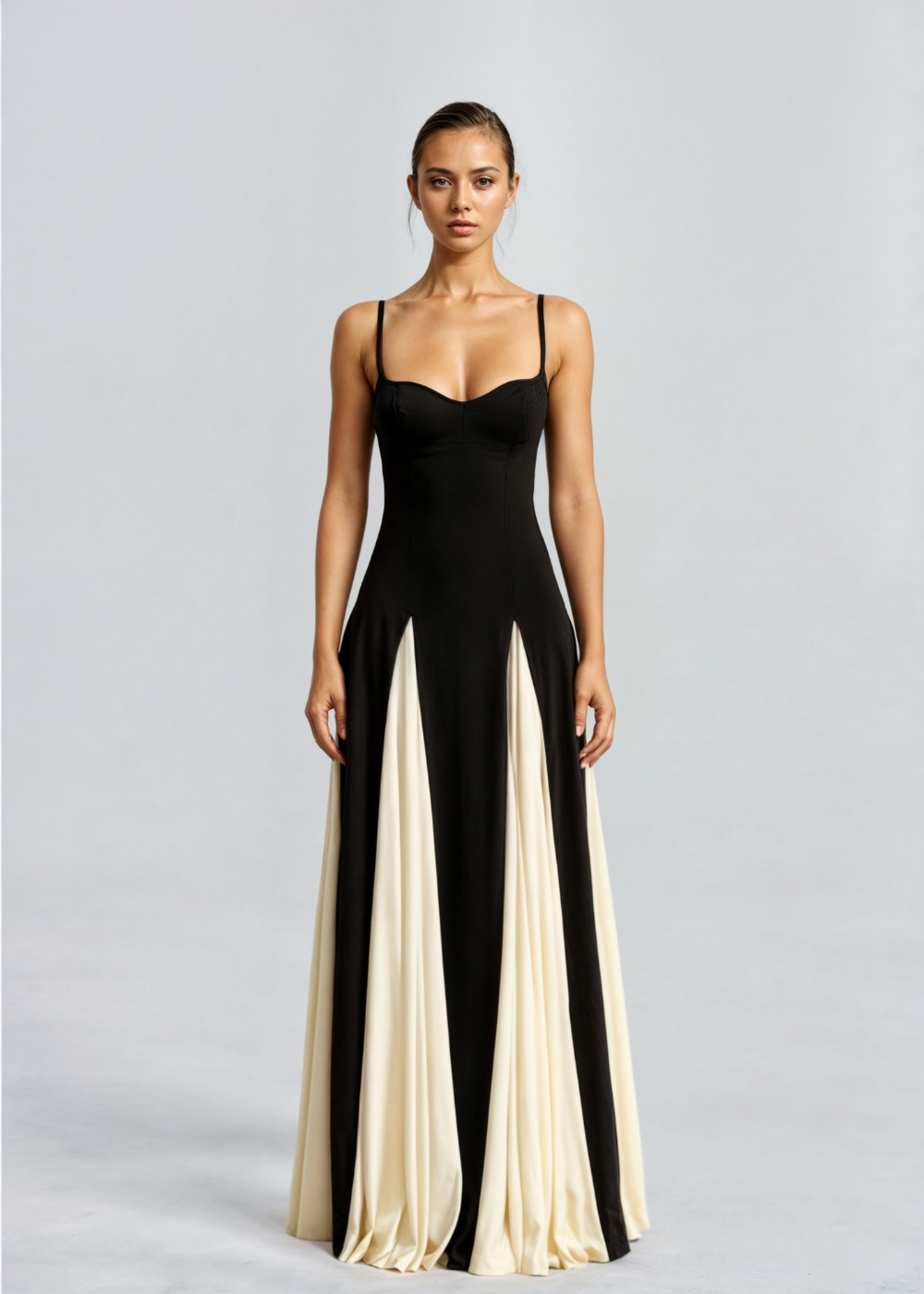 Bondi-Pearl-Vienna Contrast Gown | Black and ivory formal dress