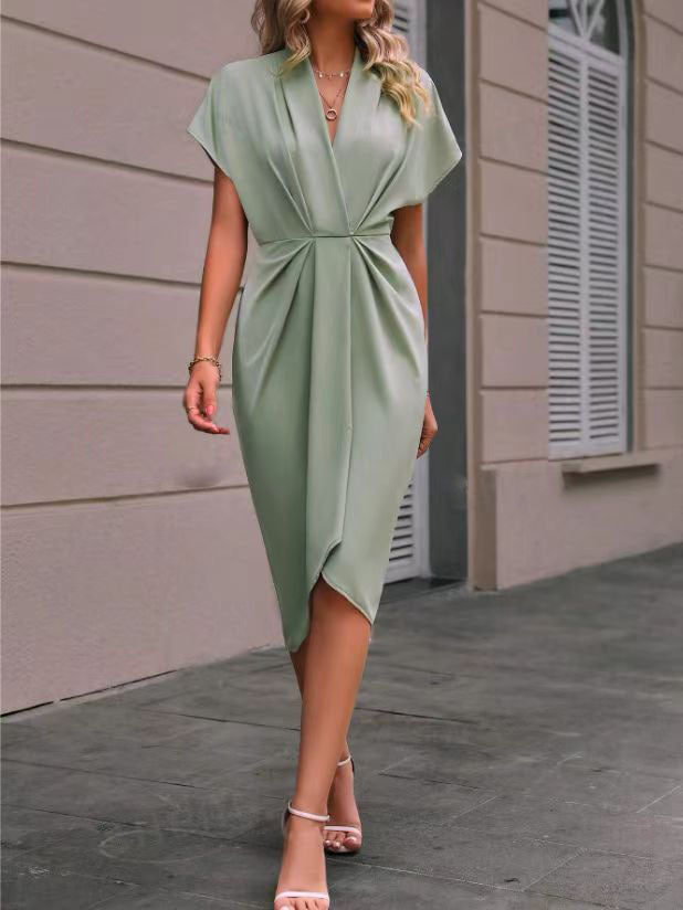 Bondi Pearl - Amara Drape Midi Dress | Elegant flattering eveningwear - 1