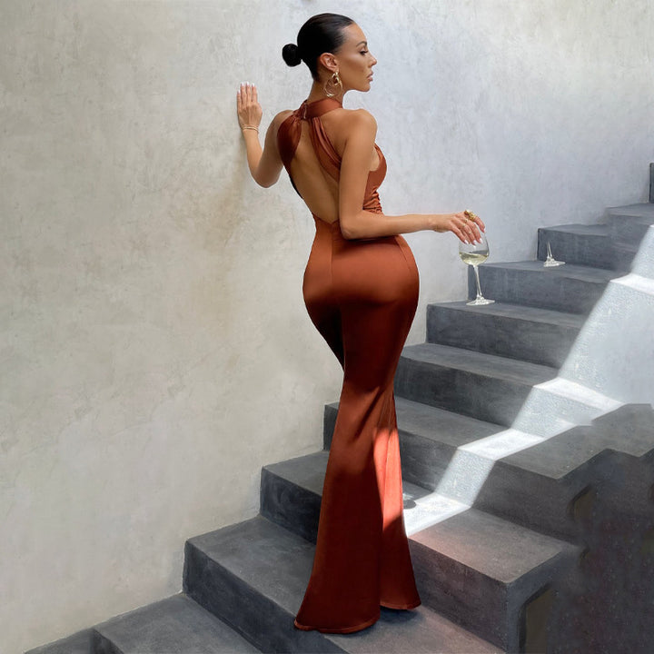 Bondi Pearl - Amara Formal Gown | Halter evening dress - 02