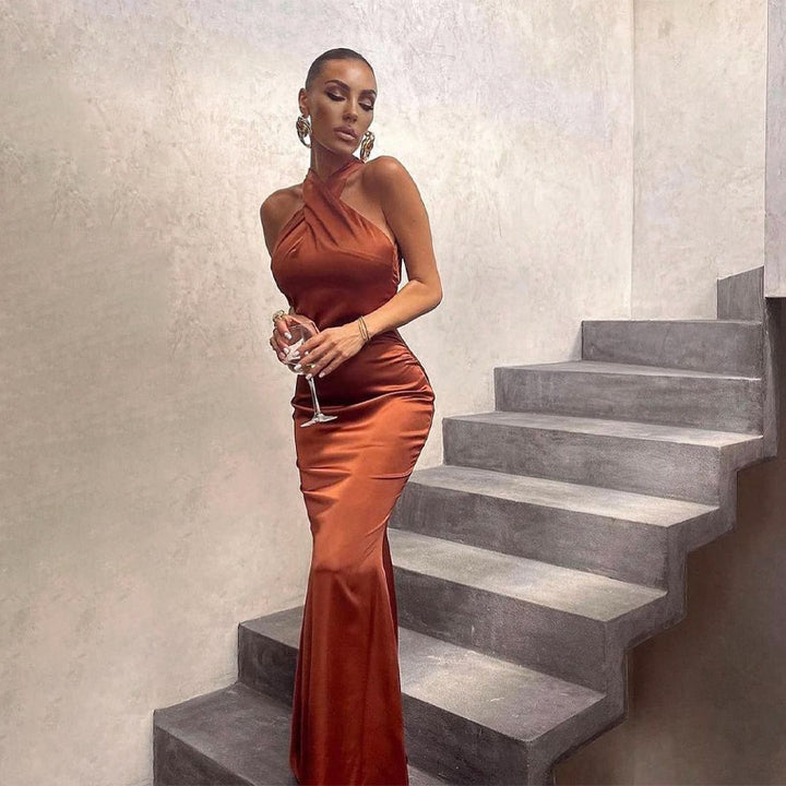 Bondi Pearl - Amara Formal Gown | Halter evening dress - 03
