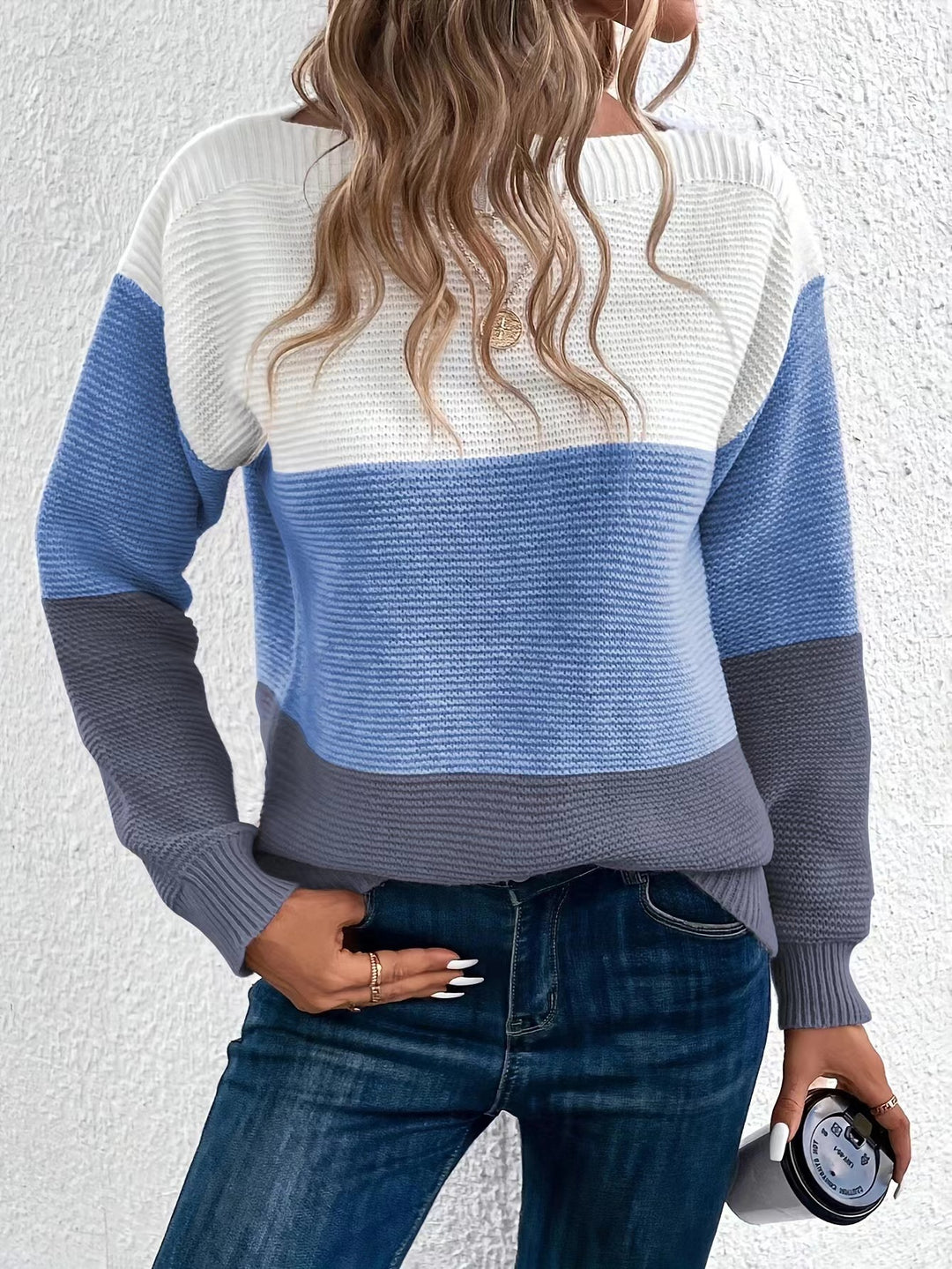 Bondi Pearl - CoastBreeze Knit | Colour block jumper - 01