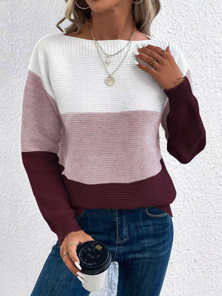 Bondi Pearl - CoastBreeze Knit | Colour block jumper - 07