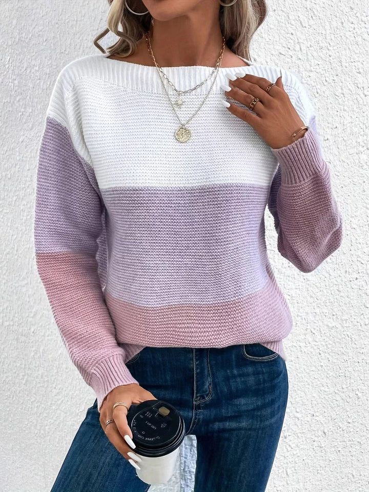 Bondi Pearl - CoastBreeze Knit | Colour block jumper - 08-0-cib