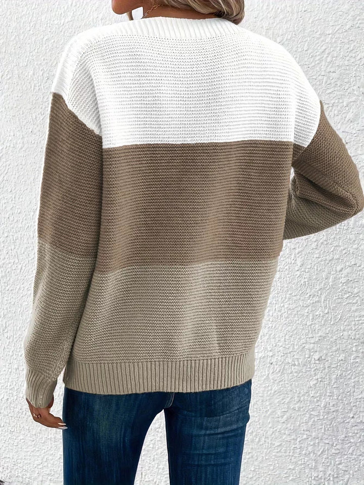 Bondi Pearl - CoastBreeze Knit | Colour block jumper - 10