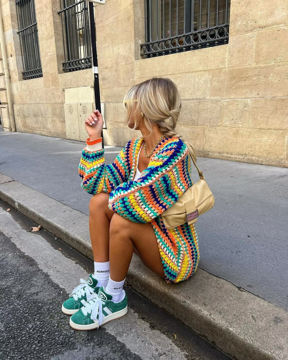 Bondi Pearl - Coogee Crochet Cardi | Colourful oversized cardigan - 2