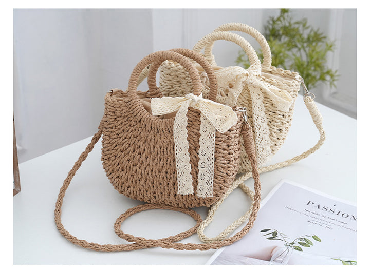 Bondi Pearl - Luna Woven Crossbody | Straw bag summer style - 01