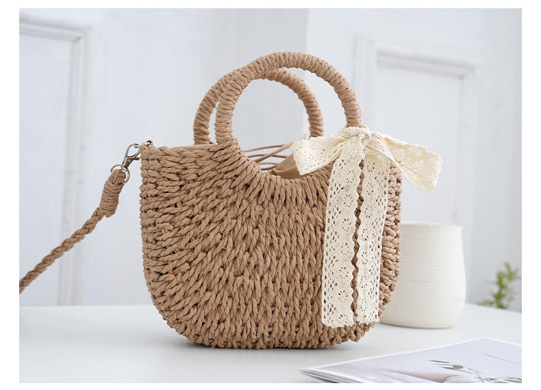 Bondi Pearl - Luna Woven Crossbody | Straw bag summer style - 02