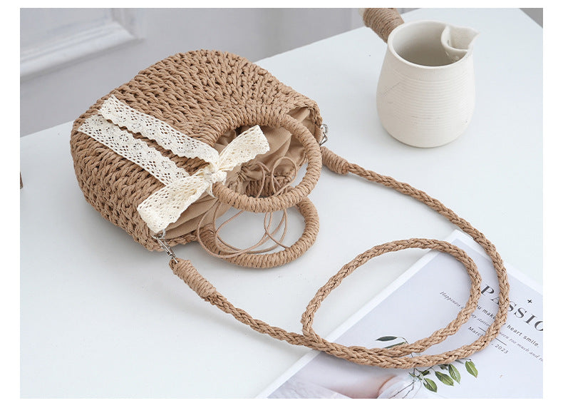 Bondi Pearl - Luna Woven Crossbody | Straw bag summer style - 03