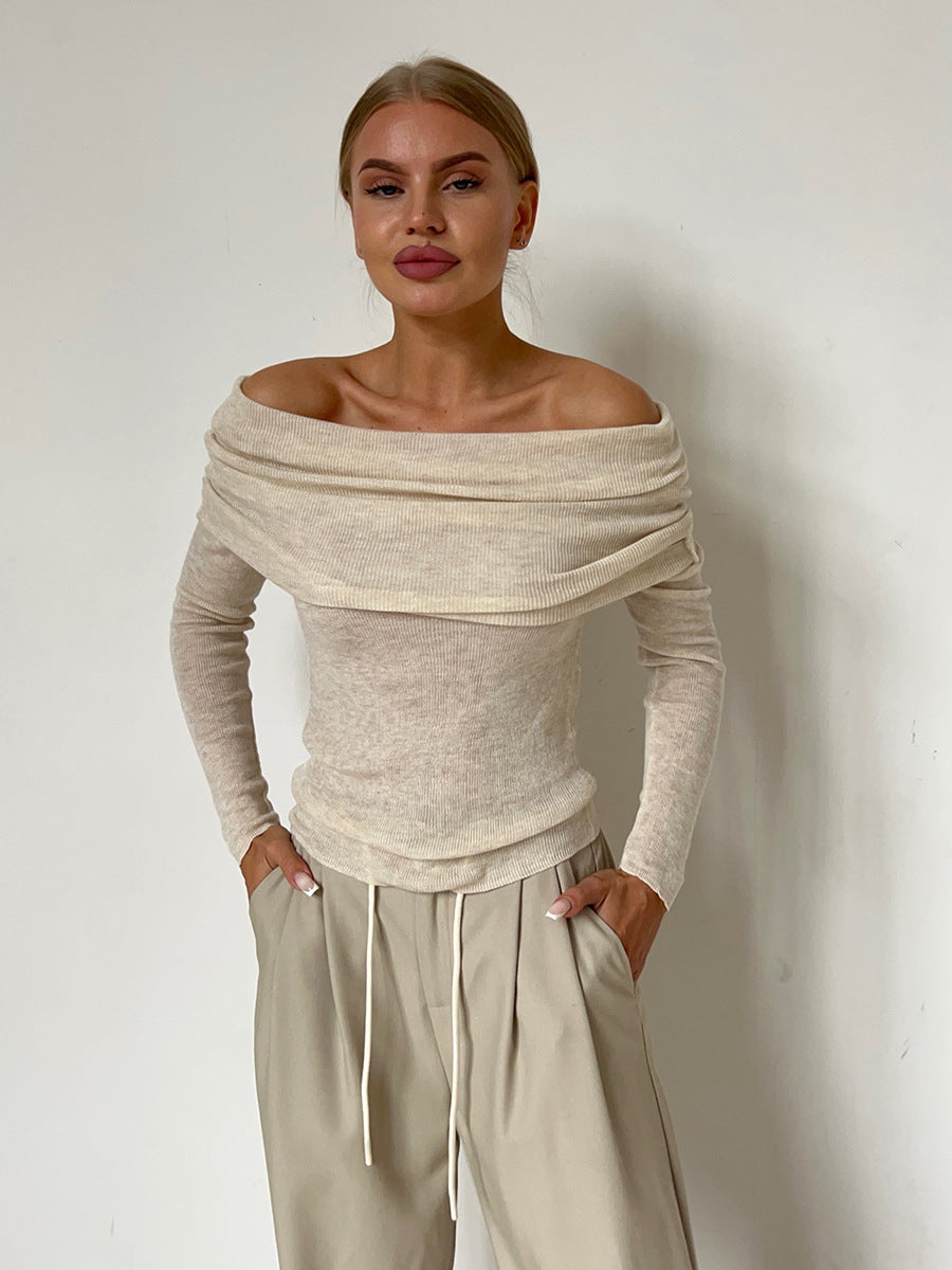 Bondi Pearl - Sienna Off Shoulder Knit Top | Elegant ribbed long sleeve - 1