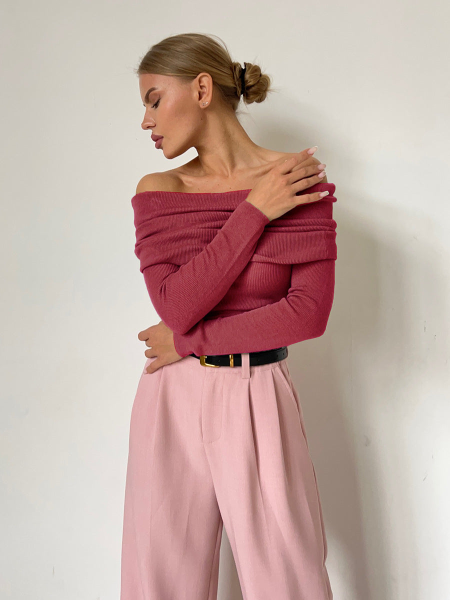 Bondi Pearl - Sienna Off Shoulder Knit Top | Elegant ribbed long sleeve - 12