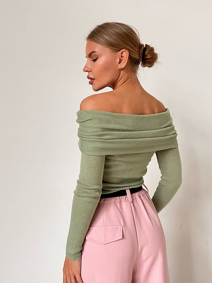 Bondi Pearl - Sienna Off Shoulder Knit Top | Elegant ribbed long sleeve - 15