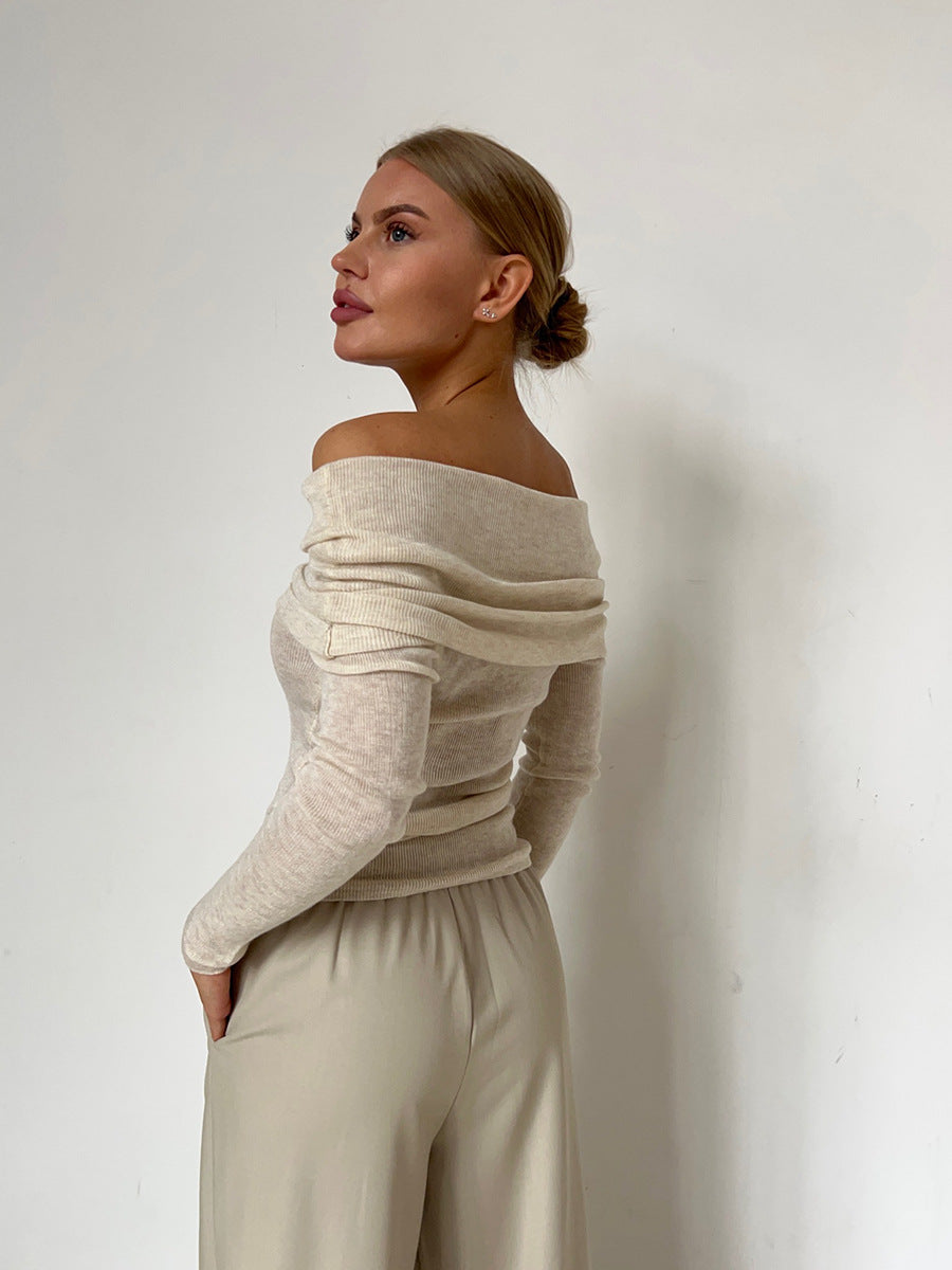 Bondi Pearl - Sienna Off Shoulder Knit Top | Elegant ribbed long sleeve - 2