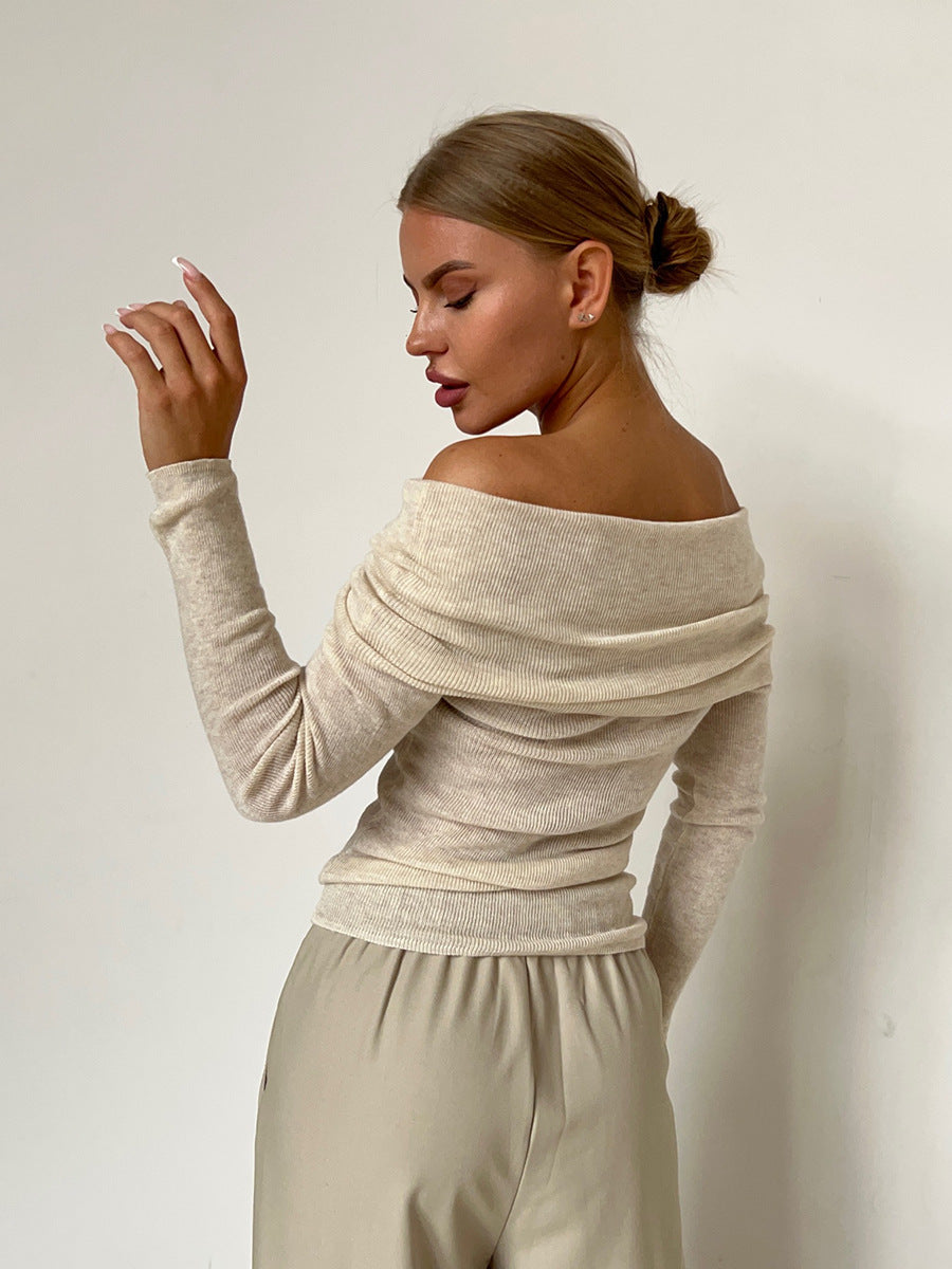 Bondi Pearl - Sienna Off Shoulder Knit Top | Elegant ribbed long sleeve - 3
