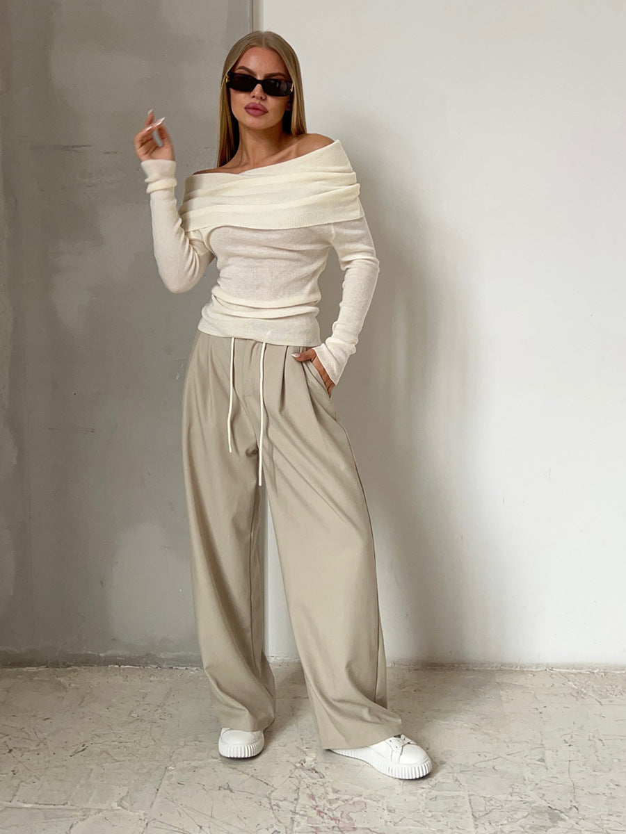 Bondi Pearl - Sienna Off Shoulder Knit Top | Elegant ribbed long sleeve - 8