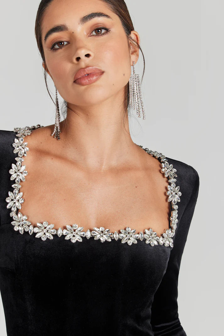 Bondi Pearl Celeste Luxe Black Jumpsuit | Elegant embellished formalwear 4