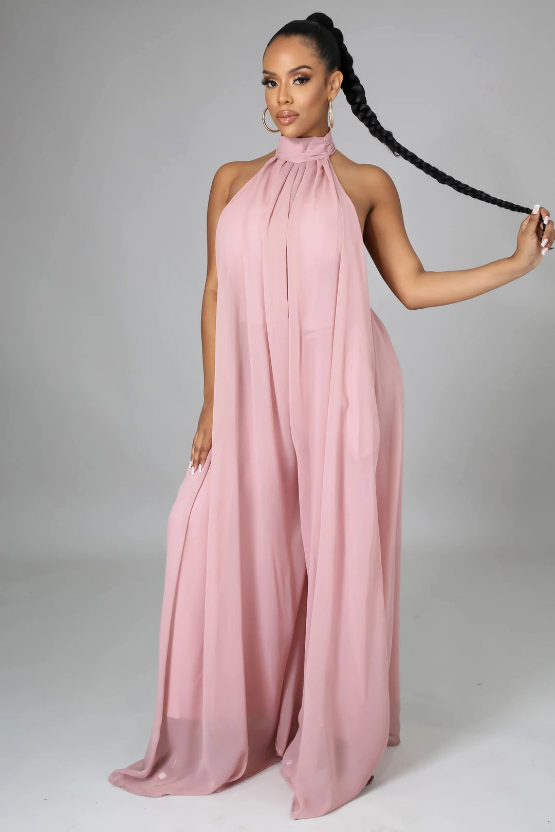Bondi Pearl Isla Luxe Jumpsuit | Flowing backless halter jumpsuit