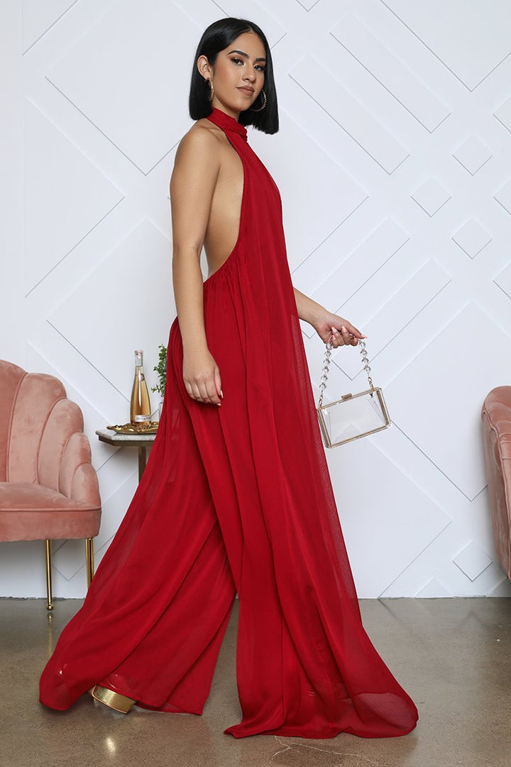 Bondi Pearl Isla Luxe Jumpsuit | Flowing backless halter jumpsuit 12