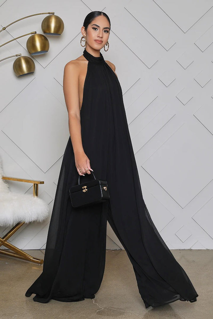 Bondi Pearl Isla Luxe Jumpsuit | Flowing backless halter jumpsuit 15