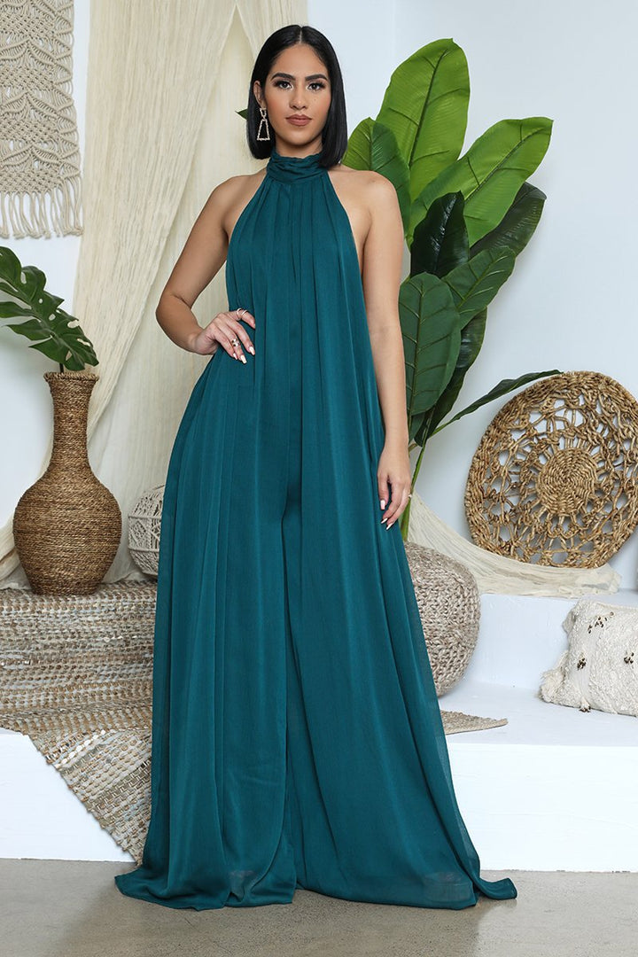 Bondi Pearl Isla Luxe Jumpsuit | Flowing backless halter jumpsuit 6
