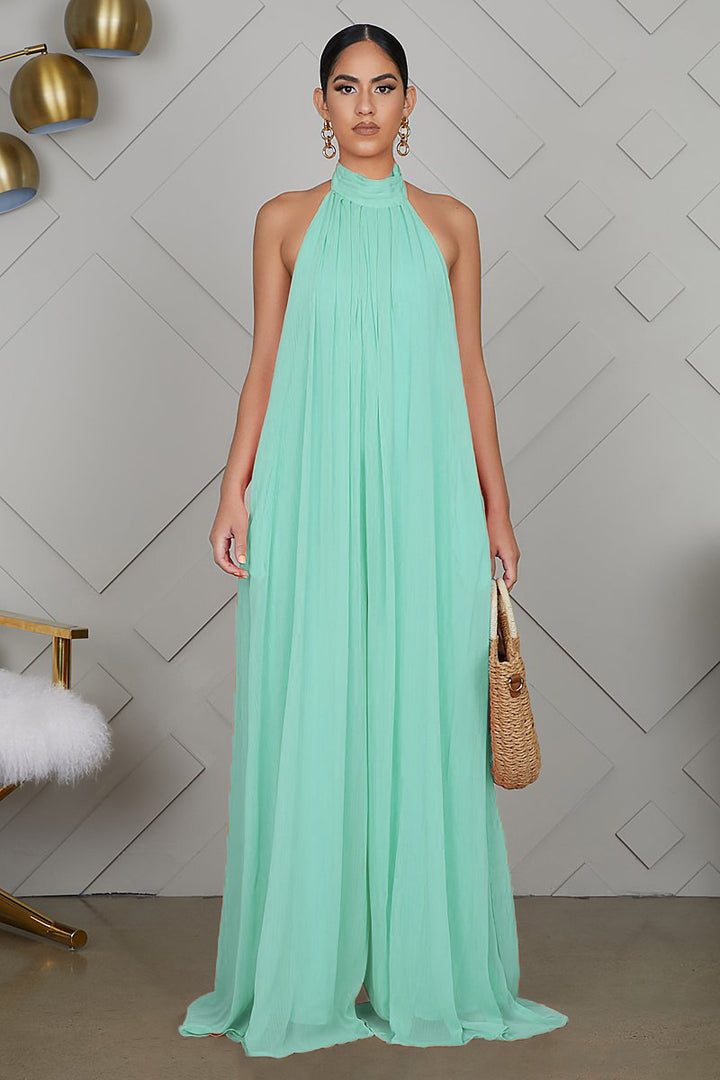 Bondi Pearl Isla Luxe Jumpsuit | Flowing backless halter jumpsuit 9