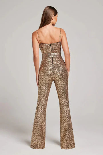 Bondi pearl - Nova Sparkle | Gold sequin party jumpsuit - 02